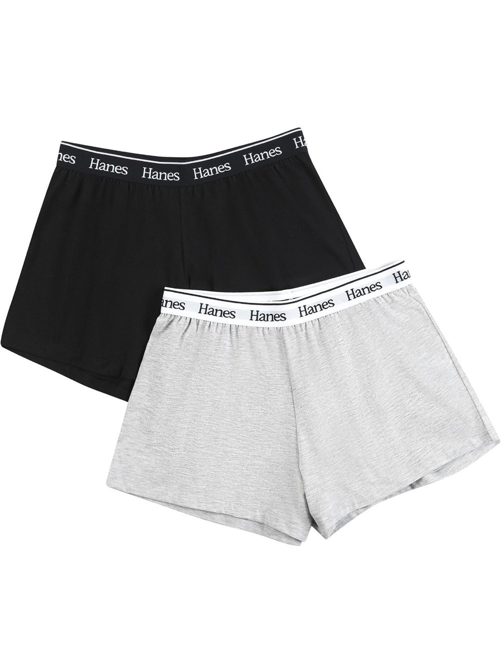 Hanes Women's 2-Pack Pajama Shorts in Black & Light Gray